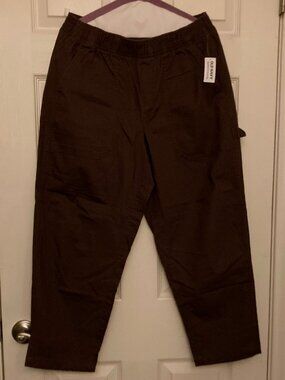 NWT, SZ Medium Petite, COTTON Utility Cargo Ankle Pants, Brown
